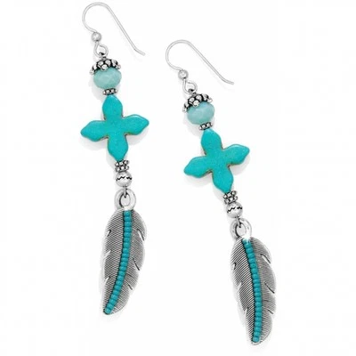 NWT Brighton LORETTO FEATHER Turquoise Howlite French Wire Earrings MSRP $46 - Image 1 of 3