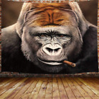 Funny Animals Tapestry Hippie Cool Gorilla Smoking Cigar Tapestry Wall Hangin...