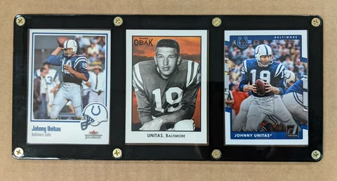 JOHNNY UNITAS 3 CARD PLAQUE BALTIMORE COLTS Cover