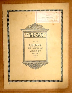 Czerny School of Velocity Op 299 Book 3 Vtg 1893 Sheet Music Instruction Book - Picture 1 of 3