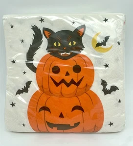 Servilletas de papel para celebrar Halloween gato negro Jack O linternas nuevas en paquete - Imagen 1 de 5