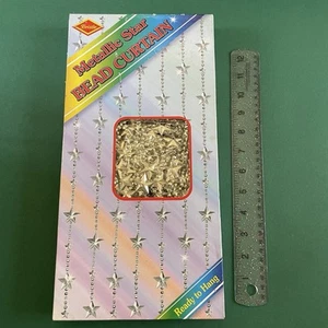 Beistle rideau vintage années 90 Y2K perles NOS - étoiles métallisées argentées - Photo 1/5