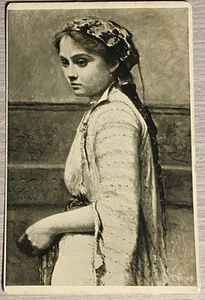 Postcard Pretty Girl Jean Baptiste Camille Corot Mlle Dobigny NY Worlds Fair - Picture 1 of 2