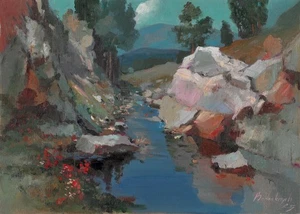 original painting 30x40 cm 79BdV artwork oil paints impasto technique landscape - Picture 1 of 6
