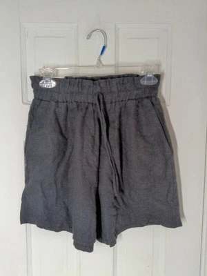 Pantalones Cortos 2 Corazones Mujer Mezcla de Lino Cintura Alta L Negro Tirar de Cintura Elástica C8 Foto 1 de 4