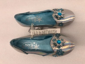 Disney Talla 13/1 Disfraz de Elsa Planos Plata Brillante Copo de Nieve Niñas Zapatos de Vestir - Imagen 1 de 4