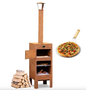 BluMill Pizzaofen Outdoor Cortenstahl Gartenkamin Holzofen BBQ Grill Terrasse - Bild 1 von 8