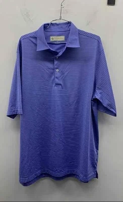 Polo de golf Donald Ross para hombre a rayas de rendimiento púrpura talla L Foto 1 de 4