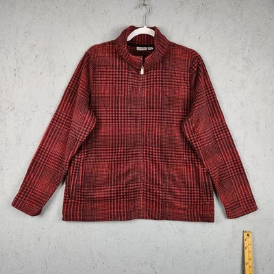 Pullover Croft & Barrow para mujer grande a cuadros polar cremallera bolsillos chaqueta cálida Foto 1 de 4