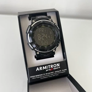 Armitron Pro Sport negro sobre negro resistente al agua nuevo con etiquetas - Imagen 1 de 4