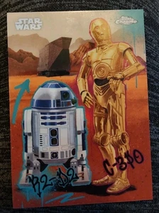 2025 Topps Chrome Star Wars R2-D2 y C3-PO Galactic Graffiti SP - Imagen 1 de 2