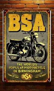 BSA Classic British Motorcycle Made in Birmingham Blechschild Plakette 30 x 20 cm - Bild 1 von 5
