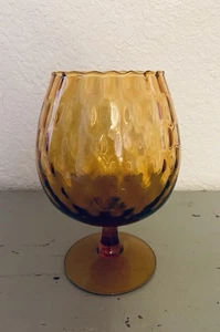 EMPOLI Glas Bernstein Schnaps Schnäpper Italien 7,5 Zoll hoch Diamant Optik Design MCM 70er - Bild 1 von 5