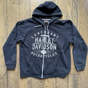 Harley Davidson Motorcycles Concord NH schwarzer Hoodie mit durchgehendem Reißverschluss Damengröße Large - Bild 1 von 8