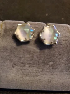 KENDRA SCOTT  CAT EYE SILVER AND WHITE FASHION EARRINGS PIERCED  - Picture 1 of 3