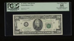 DBR 1990 $20 FRN San Francisco Gem Fr. 2078-L PCGS App 64 Serial L67711484C - Picture 1 of 2