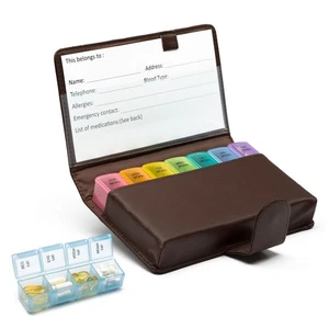 Schwarz Große 7 Tage Reise/Zuhause Pillendose Organizer Verschreibungspflichtige Medizin Etui - Bild 1 von 10