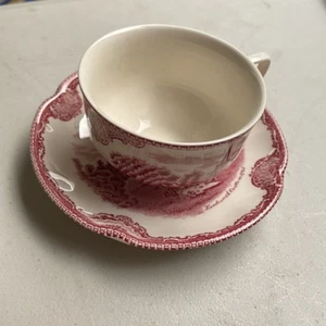 Juego de tazas y platillos de té rosa vintage Johnson Brothers Old Britain Castles - Imagen 1 de 6