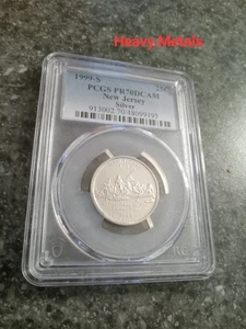 1999-S NEW JERSEY Silver Proof Quarter PR70 PCGS EXCELLENT LOW PRICE!! - Picture 1 of 6