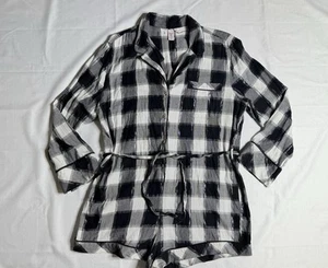 Victoria Secret Damen Schlafanzug schwarz Buffalo kariert Pullover Strampler Gr: XL - Bild 1 von 9