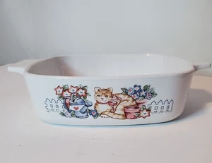 Vintage Floral Garden Katze Corning Ware A-1-B 1 Liter Auflaufform 7" RAR - Bild 1 von 7