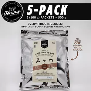 PACK OF 5 Light Brown Henna Hair & Beard Dye | 100% Natural | Henna Color Lab - Picture 1 of 6
