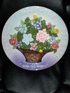 Teller mit floralem Design Handarbeit, Wandbehang Deko. - Bild 1 von 2