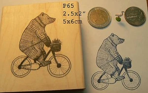 P65 Bear biking rubber stamp WM - Picture 1 of 2