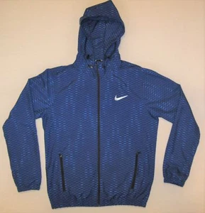 Nike Women's Dri-Fit Running Jacket Sz M Removable Hoodie Lightweight Blue - Picture 1 of 10