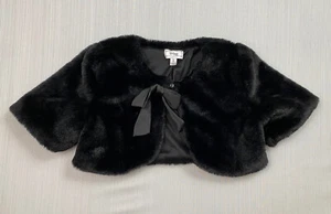 Disney D-Signed Girls Bolero Jacket Size XS 6 Black Faux Fur Cropped - Picture 1 of 4