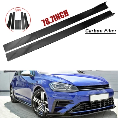 for VW Volkswagen Golf Side Skirt Extension Lip Body Kits Carbon Fiber Painted - Image 1 of 4