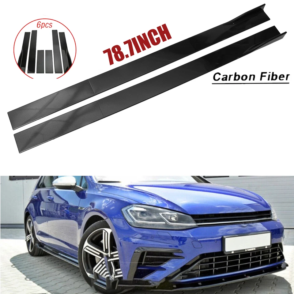 for VW Volkswagen Golf Side Skirt Extension Lip Body Kits Carbon Fiber Painted - Image 1 of 4