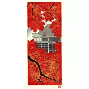 Teruhide Kato Autumn scenery of Kiyomizu Temple Japanese Woodblock Print Sealed - Picture 1 of 1