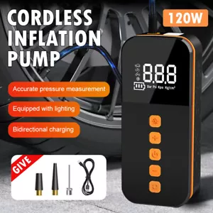Inflador de neumáticos inalámbrico 120 W USB compresor de aire portátil para moto bicicleta EE. UU. - Imagen 1 de 23