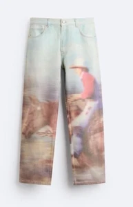 ZARA NUEVO HOMBRE VAQUERO ESTAMPADO JEANS X TWOJEYS PANTALÓN LIMITADO CABALLO AZUL Si 42 6688/418 - Imagen 1 de 4
