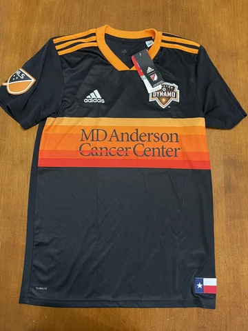 NWT Adidas Men's Climalite Houston Dynamo MLS Soccer Jersey Small Black/Orange Cover