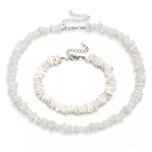 Women's Natural Shell Choker Necklace, White Puka Chip Seashell Choker Necklaces - Picture 1 of 8