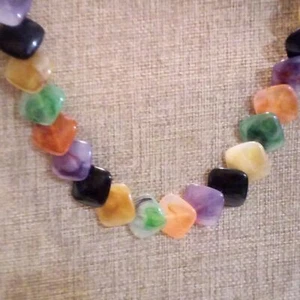 Vintage Marbled Lucite Square Bead Necklace - Picture 1 of 5
