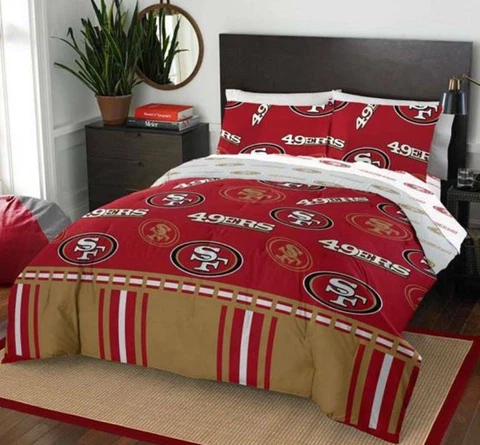 San Francisco 49ers NFL Rotary Queen Bed in a Bag Set Cover