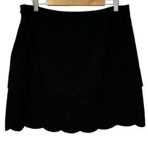 LOFT Outlet Black Double-Scalloped Skirt NWT Size 12 - Picture 1 of 8