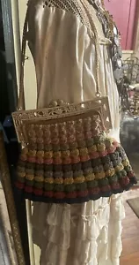 Antique Handwoven Crochet Knitted Purse Handbag Vintage - Picture 1 of 12