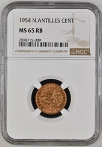 1954 MS65 RB Netherlands Antilles Cent NGC UNC KM 1 - Picture 1 of 5