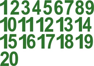 1-20 Numbers Green Sticker Vinyl Decals CHOOSE  1" - 8"  (V592) - Picture 1 of 3