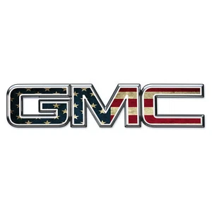 CJ 07-17 GMC Sierra Yukon AMERICAN FLAG Front & Rear Emblem Overlay Kit Decal - Picture 1 of 1