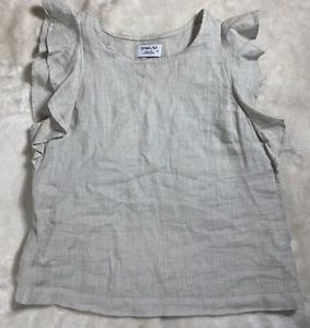 Sam & Lavi Women Shirt Linen Blend XS Sleeveless Peplum Blouse Oatmeal Gray - Picture 1 of 12