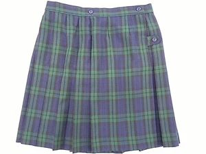 Girls R/K Green & Navy Kilt Wrap Around Uniform Skirt Reg. & plus Sz 16 - 18 1/2 - Picture 1 of 5