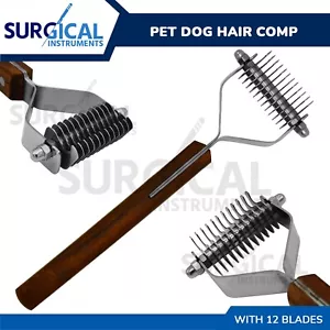 Dog Brush for Deshedding Dematting Pet Grooming Cat Hair Undercoat Comb 12 blade - Picture 1 of 8