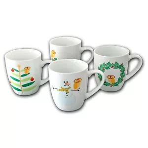 Rachael Ray, Holiday Hoot, 10 Unzen, Weihnachten Kaffeetassen, K014, 4er Set - Bild 1 von 3