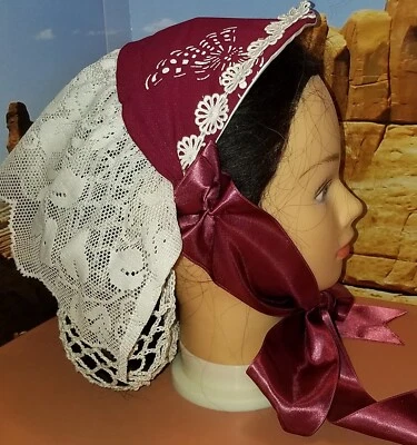 DINNER BONNET Civil War Reproduction Hat Cap Choose from 5 Elegant Fabrics - Image 1 of 4