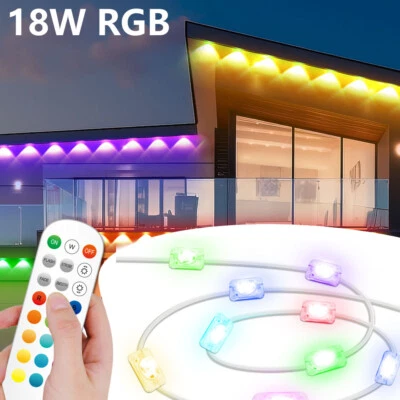 Luces exteriores permanentes de 50 pies, luz de alero RGB inteligente con 50 pies, con control remoto IP67 Foto 1 de 4